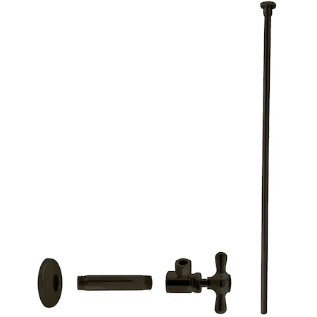 Westbrass Toilet Kit, 1/2" IPS x 3/8" OD x 20" Flat Head in Powder coated Flat Black D103KFHX-62